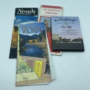 Vintage Maps Montana Nevada Wyoming Colorado Set of 4 Used